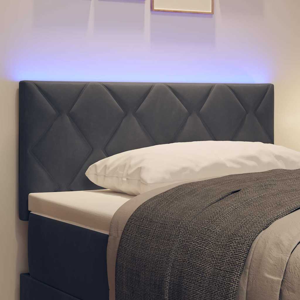 LED Headboard with LED Strip Lights Dark grey 90 cm Velvet